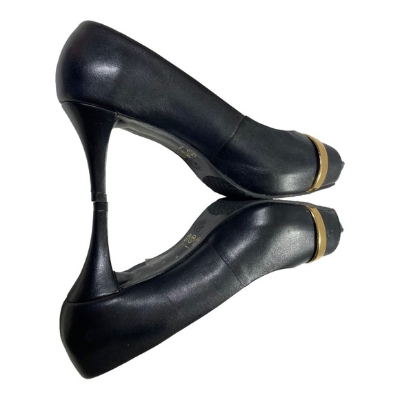 Manoli Heels Black Leather Peep Toe Platform Pumps Women's 6.5M Made in Brazil - Picture 5 of 8